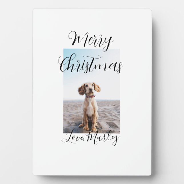 Merry Christmas pet dog cat photo holiday gifts lo Plaque (Front)