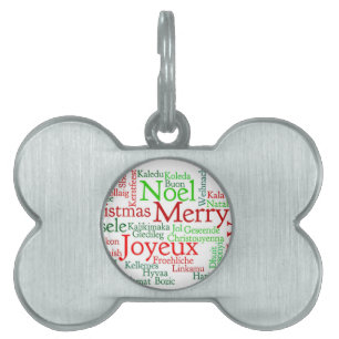 Merry Christmas Pet Name Tag