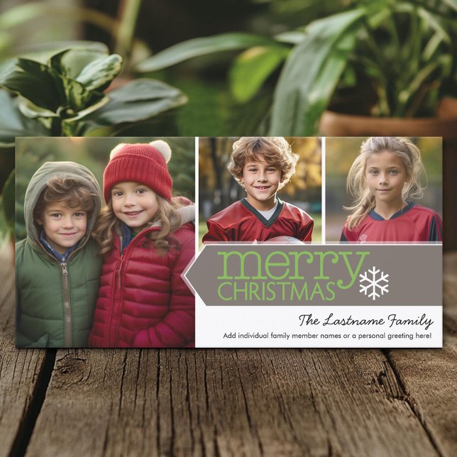 Merry Christmas Photo - 3 photos Holiday Card (Custom Holiday Photo Card)