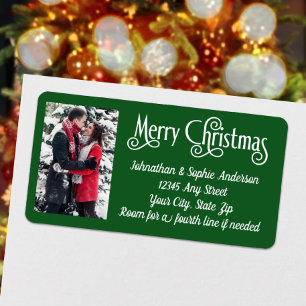Merry Christmas Photo 4 Line Return Address Label