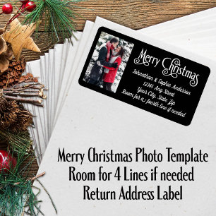 Merry Christmas Photo 4 Line Return Address Label