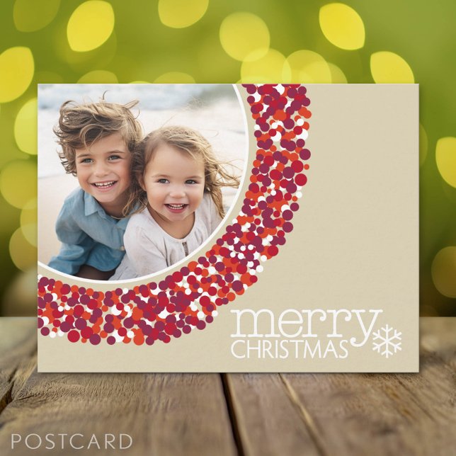 Merry Christmas - Photo - Berry wreath Holiday Postcard (Holiday Photo Postcard)