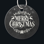 Merry Christmas Photo Black and White Chalkboard Favour Tags<br><div class="desc">A black and white boho Christmas gift tag featuring falling snowflakes and a beautiful typographic Merry Christmas design on a chalkboard background. The back features your special photo. Designed by Thisisnotme©</div>