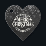 Merry Christmas Photo Boho Chalkboard Snowflakes Favour Tags<br><div class="desc">A black and white boho Christmas gift tag featuring falling snowflakes and a beautiful typographic Merry Christmas design on a chalkboard background. The back features your special photo. Designed by Thisisnotme©</div>
