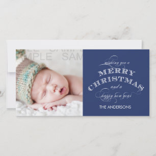 MERRY CHRISTMAS PHOTO CARD BLUE
