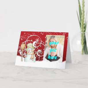 merry christmas photo card, customisable with snow holiday card