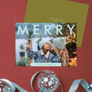 Merry Christmas Photo Card   Modern Custom