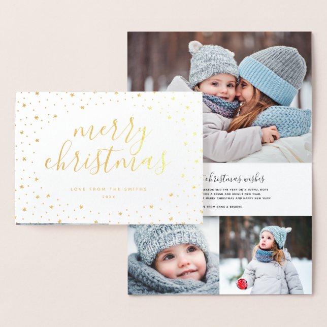 Merry Christmas Photo Card | Real Gold Foil Stars (Display)