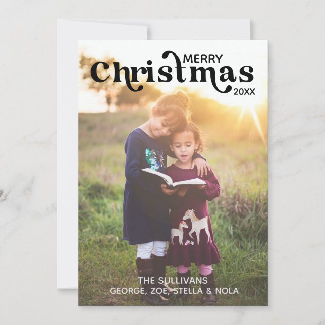 Merry Christmas Photo Card | Vertical, Black (Front)