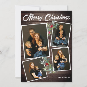 Merry Christmas Photo Card with Christmas Wreath