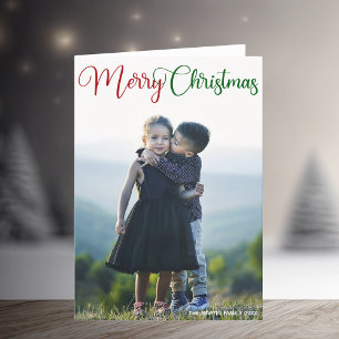 Merry Christmas Photo Chic Red Green Folded Holiday Card