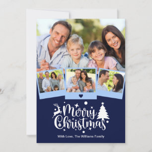 Merry Christmas Photo Christmas Navy Blue Holiday Card
