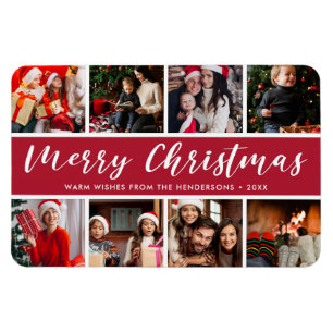 Merry Christmas Photo Collage Calligraphy Magnet