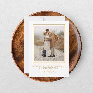 Merry Christmas Photo Collage Gold Holiday Card