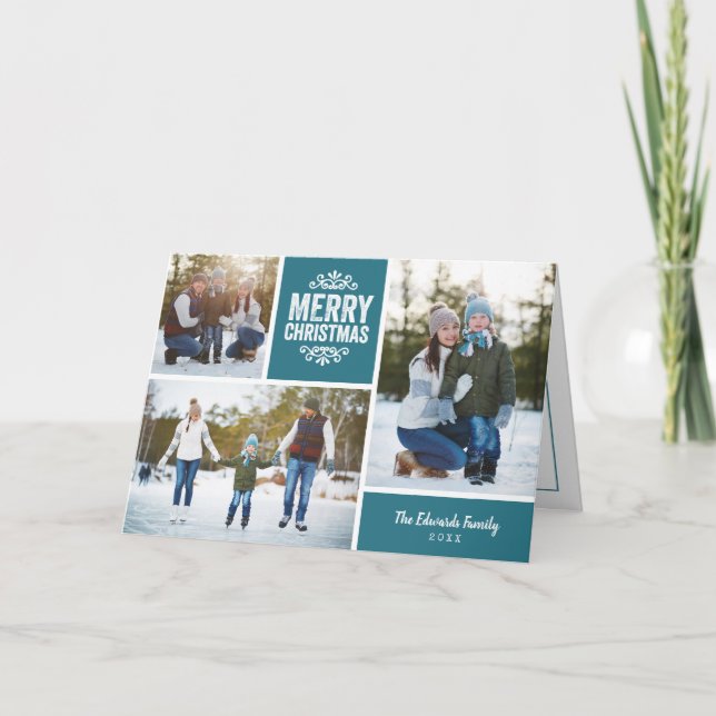 Merry Christmas Photo Collage Greeting Card (Front)