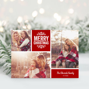 Merry Christmas Photo Collage Greeting Card