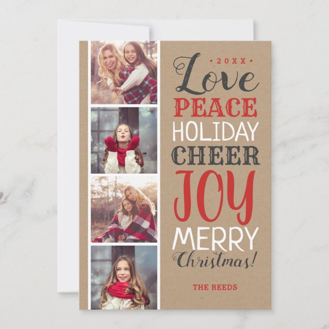 Merry Christmas Photo Collage Holiday Card (Front)