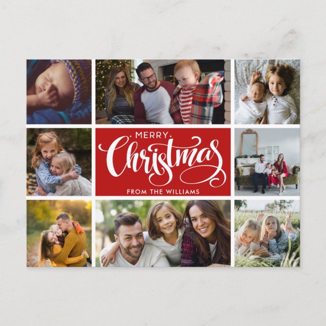 Merry Christmas Photo Collage Postcard (Front)