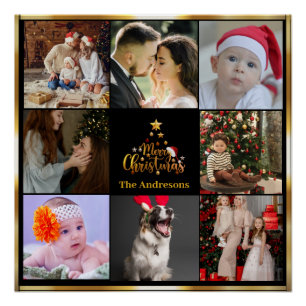 Merry Christmas Photo Collage Poster
