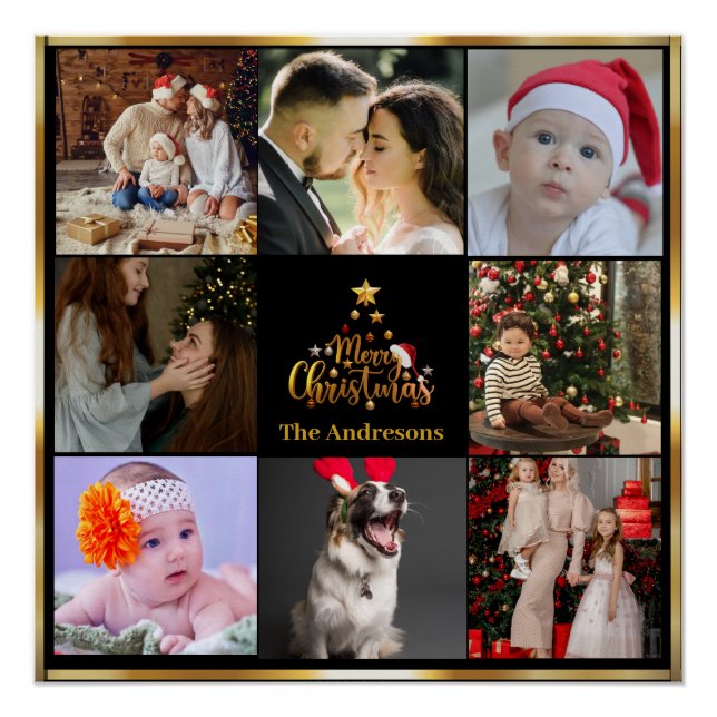 Merry Christmas Photo Collage  Poster (Front)