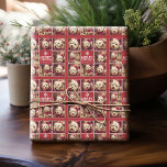 Merry Christmas Photo Collage Red White Wrapping Paper<br><div class="desc">Use 8 square pictures to make a unique and trendy holiday memento. If you need to move anything around,  click on the customise button to make changes.</div>