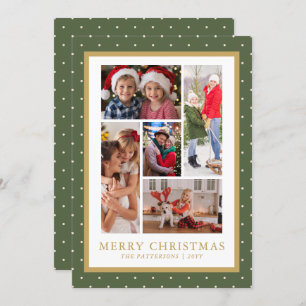 Merry Christmas Photo Collage Simple Modern Holiday Card