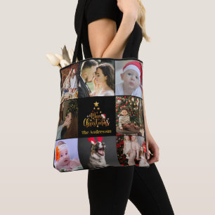 Merry Christmas Photo Collage Tote