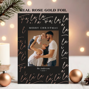Merry Christmas Photo Elegant Real Rose Gold
