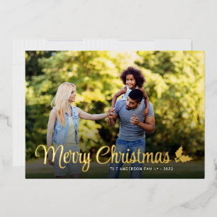 Merry Christmas Photo Elegant Script Gold