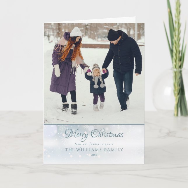 Merry Christmas Photo Elegant Winter Frost Holiday Card (Front)