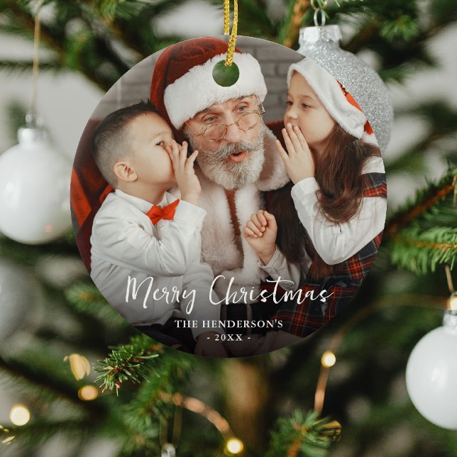 Merry Christmas Photo Festive Bauble  Ceramic Tree Decoration (Creator Uploaded)