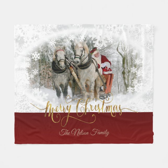 Merry Christmas Photo Fleece Blanket (Front (Horizontal))