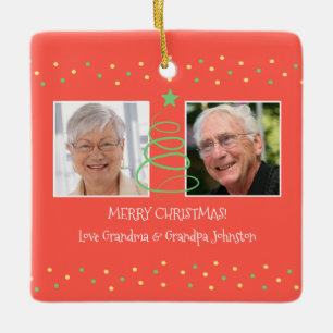 Merry Christmas Photo Grandparents to Grandkids Ceramic Ornament
