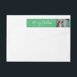 Merry Christmas & Photo Green Snow Custom Address Wrap Around Label<br><div class="desc">Decorate your Christmas envelopes with these green snow wrap around address labels.  Add your photo.</div>