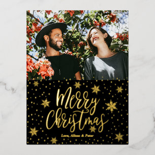 Merry Christmas   Photo Hoilday Greeting Foil Holi Holiday Postcard