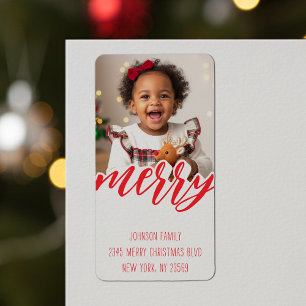 Merry Christmas Photo Holiday Address Label