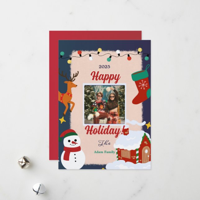Merry Christmas Photo Holiday Cards (Front/Back In Situ)