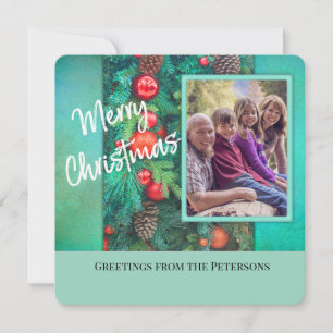 Merry Christmas Photo Holiday Greetings Flat Card