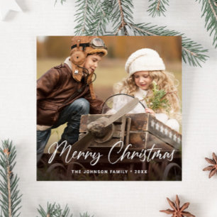 Merry Christmas PHOTO Holiday Magnetic Card