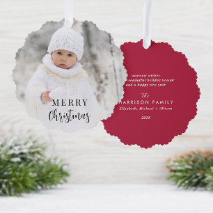 Merry Christmas Photo Holiday Tree Decoration Card
