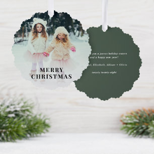 Merry Christmas Photo Holiday Tree Decoration Card