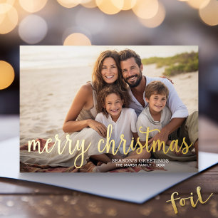 Merry Christmas Photo Horizontal - with Gold