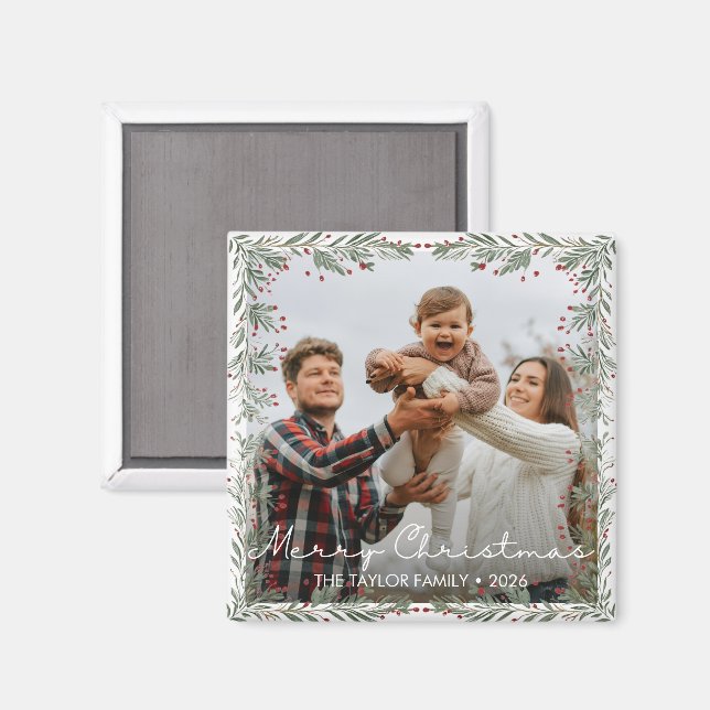 Merry Christmas Photo Magnet (Front/Back)