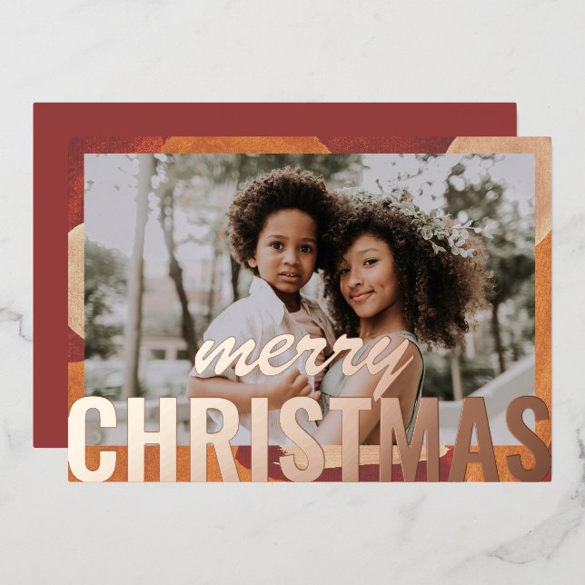 Merry Christmas Photo Modern Abstract Watercolor (Front/Back)