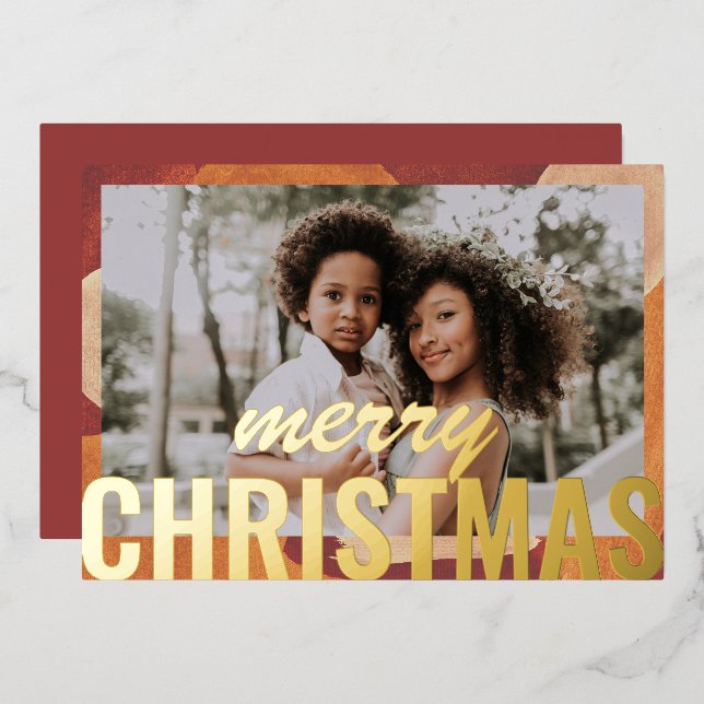 Merry Christmas Photo Modern Abstract Watercolor (Front/Back)