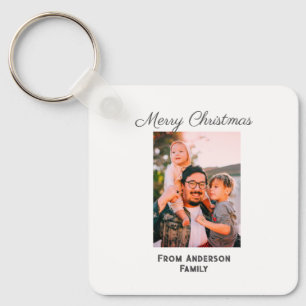 Merry Christmas photo modern love simple family mo Key Ring
