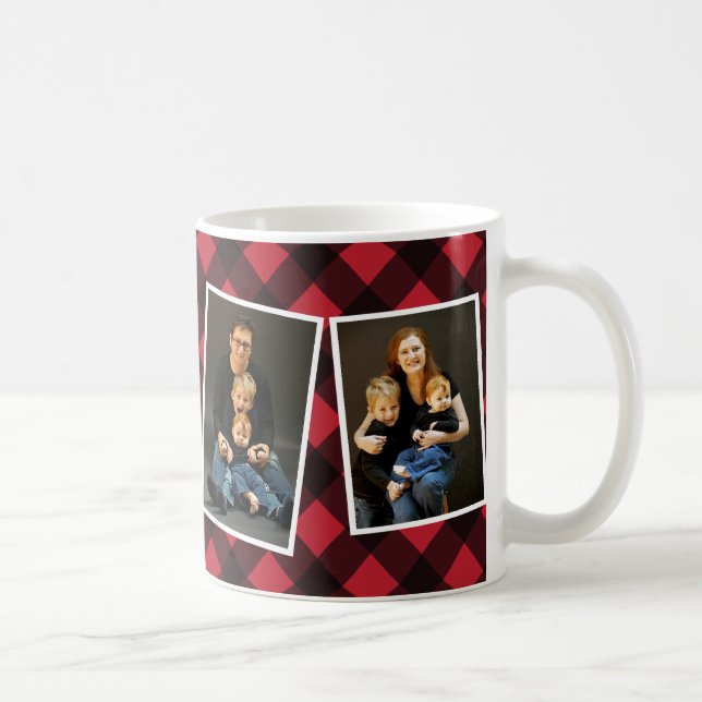 Merry Christmas Photo Mug Red Buffalo Check (Right)