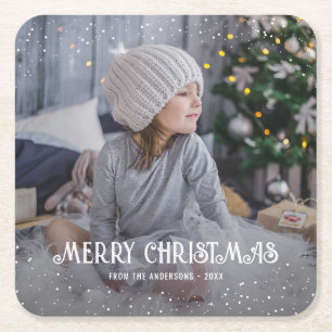 Merry Christmas Photo Paper Coasters
