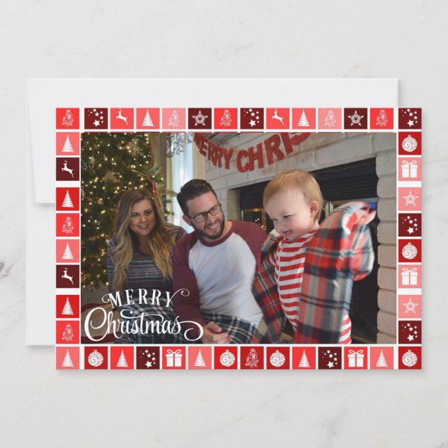 Merry Christmas Photo Personalised Signature Holiday Card (Front)