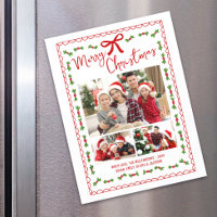 Merry Christmas Photo Red Hand Drawn Doodle Magnet